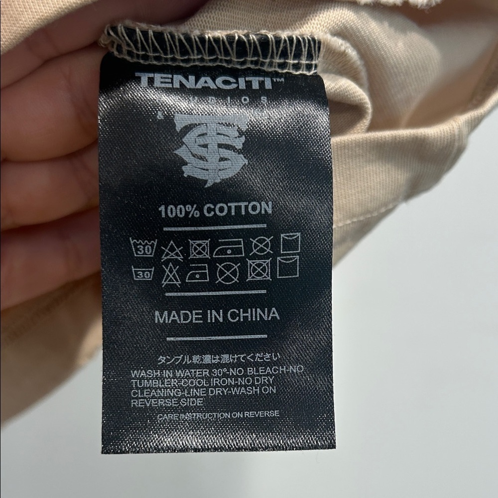 Tenacity distressed Tan Men's short sleeves embroidered T-Shirt small new - Picture 6 of 12